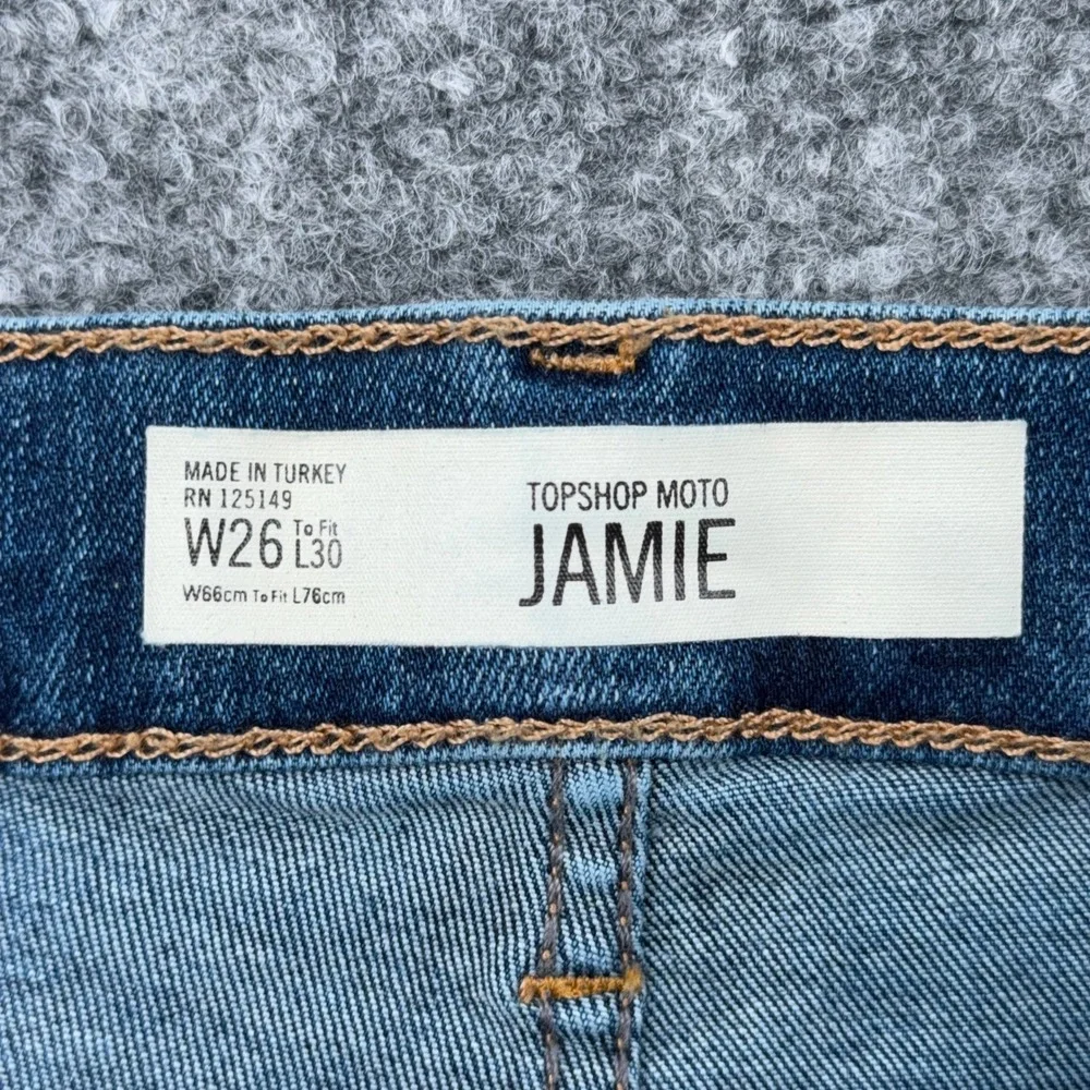 Topshop Moto Jamie High Rise Skinny Jeans Medium Blue Wash‎ W26 L30 Womens